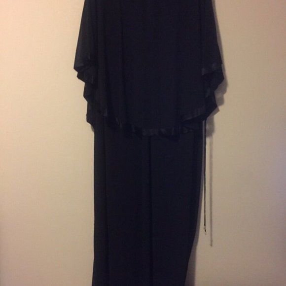 PENNINGTON Drapped Plus Size Long Black Dresses - Picture 4 of 7